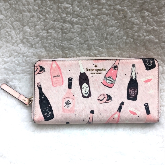 Kate Spade Champagne Toss Pink Continental Zip Wallet - Picture 1 of 7
